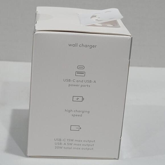 12pk heyday 2-Port USB-A and USB-C Wall Charger (Chrome, Black, Peach) New